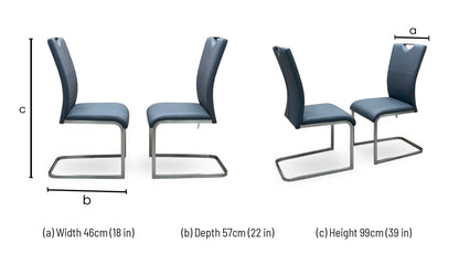 ‘Bianco’ Grey Faux Leather Cantilever Pair of Dining Chairs