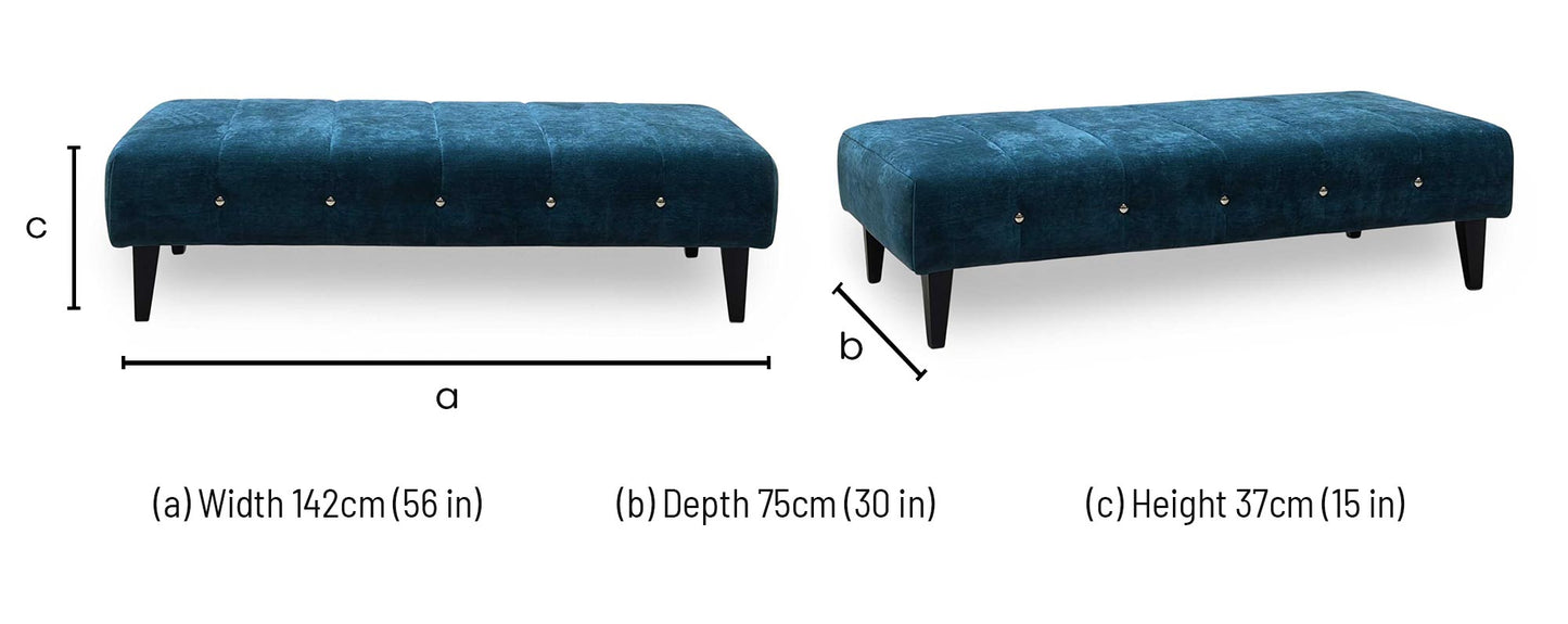 ‘Sumptuous’ Teal Fabric Large Footstool