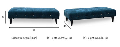 ‘Sumptuous’ Teal Fabric Large Footstool