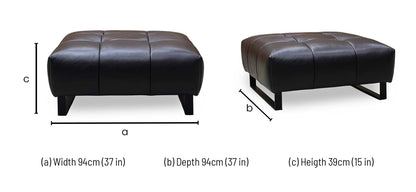 ‘Shelby’ Sk-097d Dark Brown Leather Square Footstool