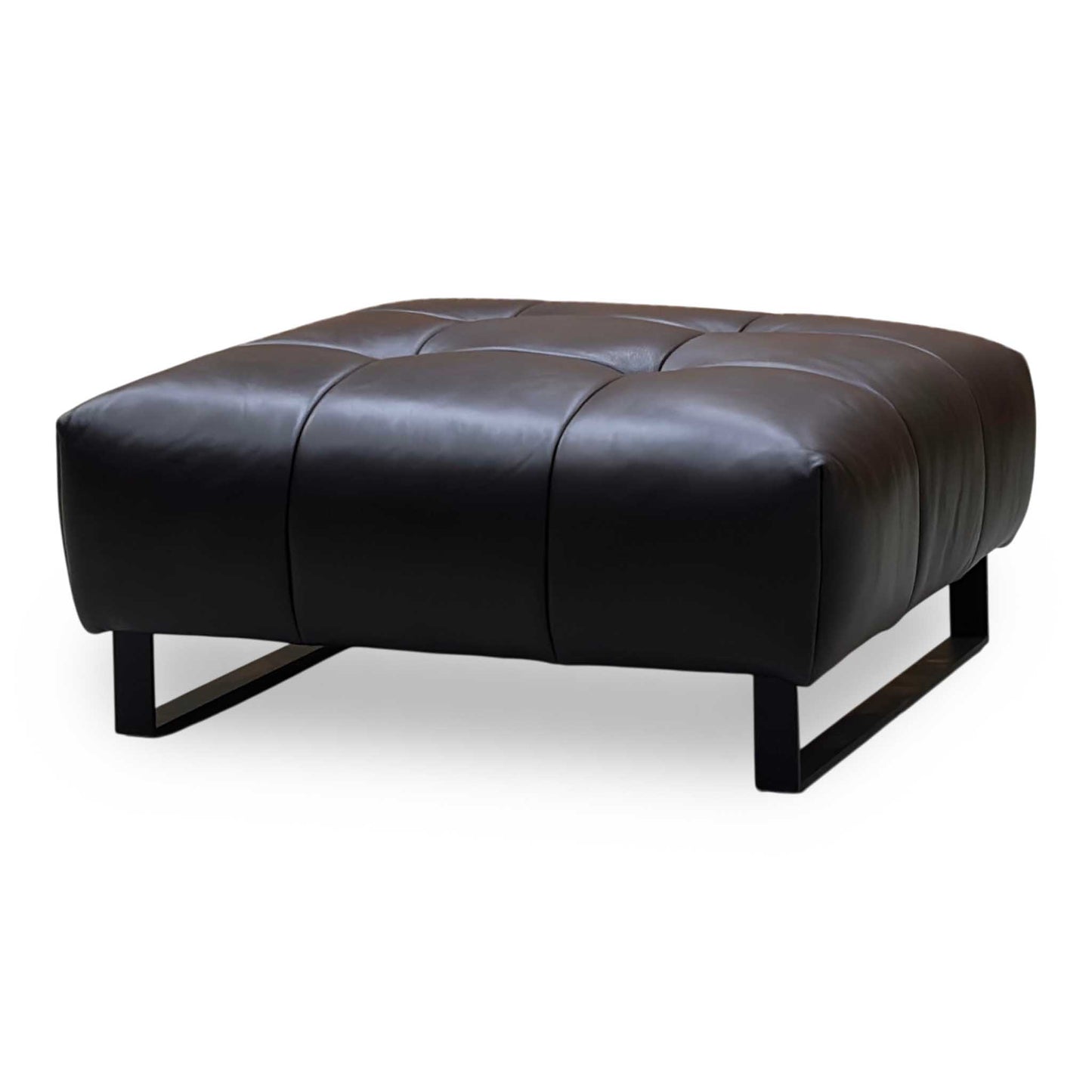 ‘Shelby’ Sk-097d Dark Brown Leather Square Footstool