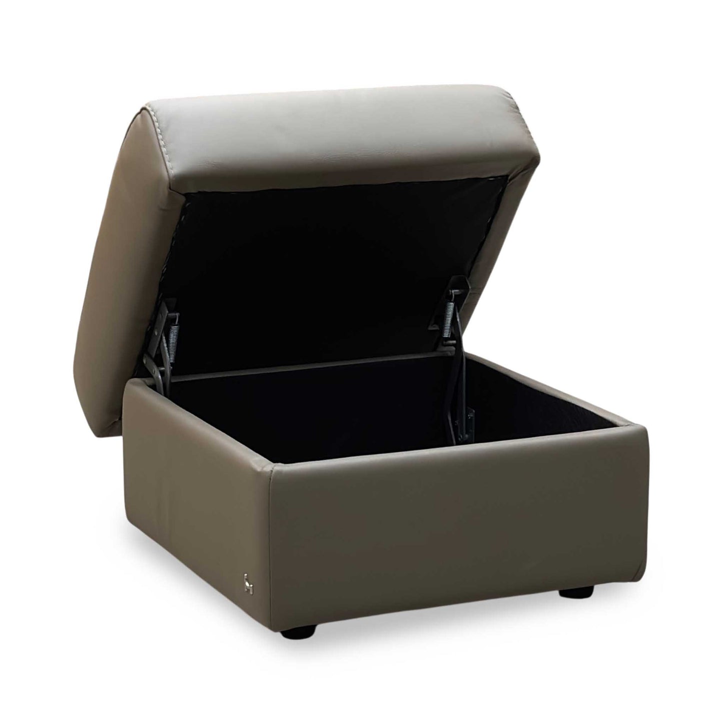 Nicoletti ‘Yari’ Torello Taupe Leather Storage Footstool