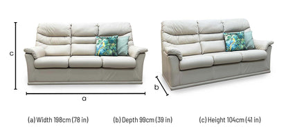 G Plan ‘Malvern’ L840 Cambridge Chalk Leather 3 Cushion 3 Seater Sofa