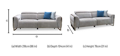 ‘Gisella’ Manhattan Nutmeg Fabric 3 Seater Power Recliner Sofa with Power Headrests