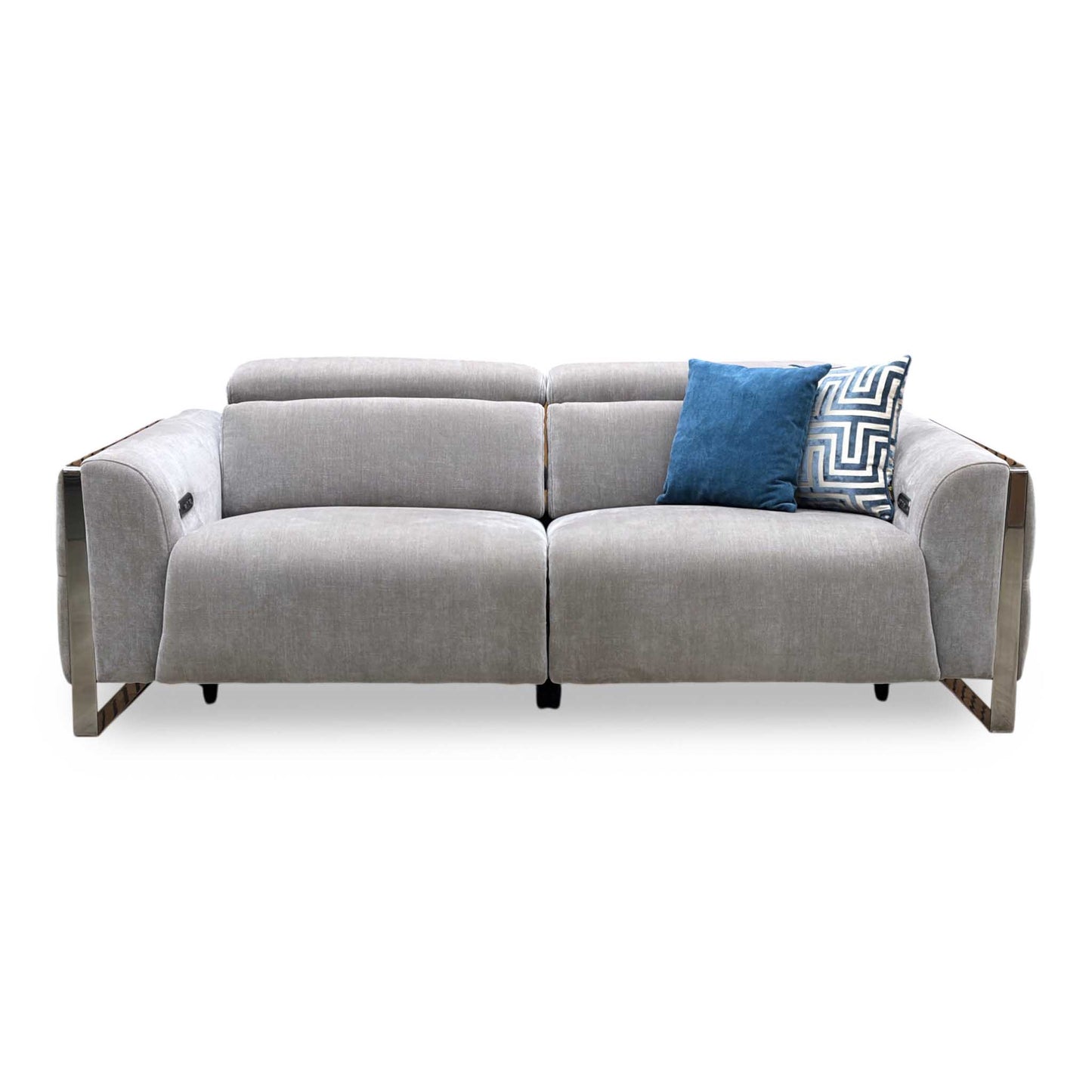 ‘Gisella’ Manhattan Nutmeg Fabric 3 Seater Power Recliner Sofa with Power Headrests