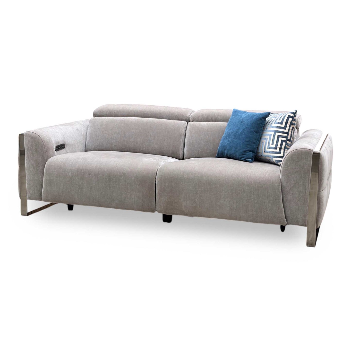‘Gisella’ Manhattan Nutmeg Fabric 3 Seater Power Recliner Sofa with Power Headrests
