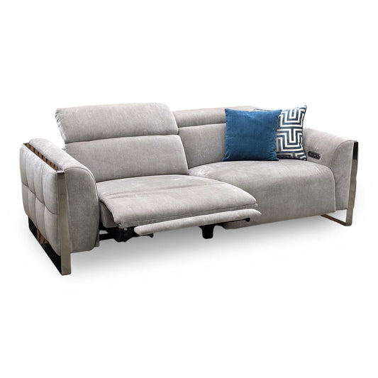 ‘Gisella’ Manhattan Nutmeg Fabric 3 Seater Power Recliner Sofa with Power Headrests