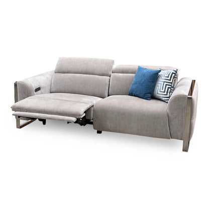 ‘Gisella’ Manhattan Nutmeg Fabric 3 Seater Power Recliner Sofa with Power Headrests