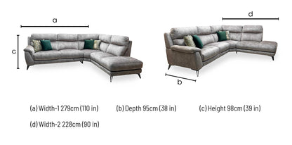 ‘Contempo’ Bfa-Bnn-R29 Mink Fabric 3 Seater Chaise End Sofa