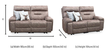 ‘Cinemax' Marble Classic Brown Be-0105 Fabric 2 Seater Media Arm Power Recliner Sofa with Power Headrests