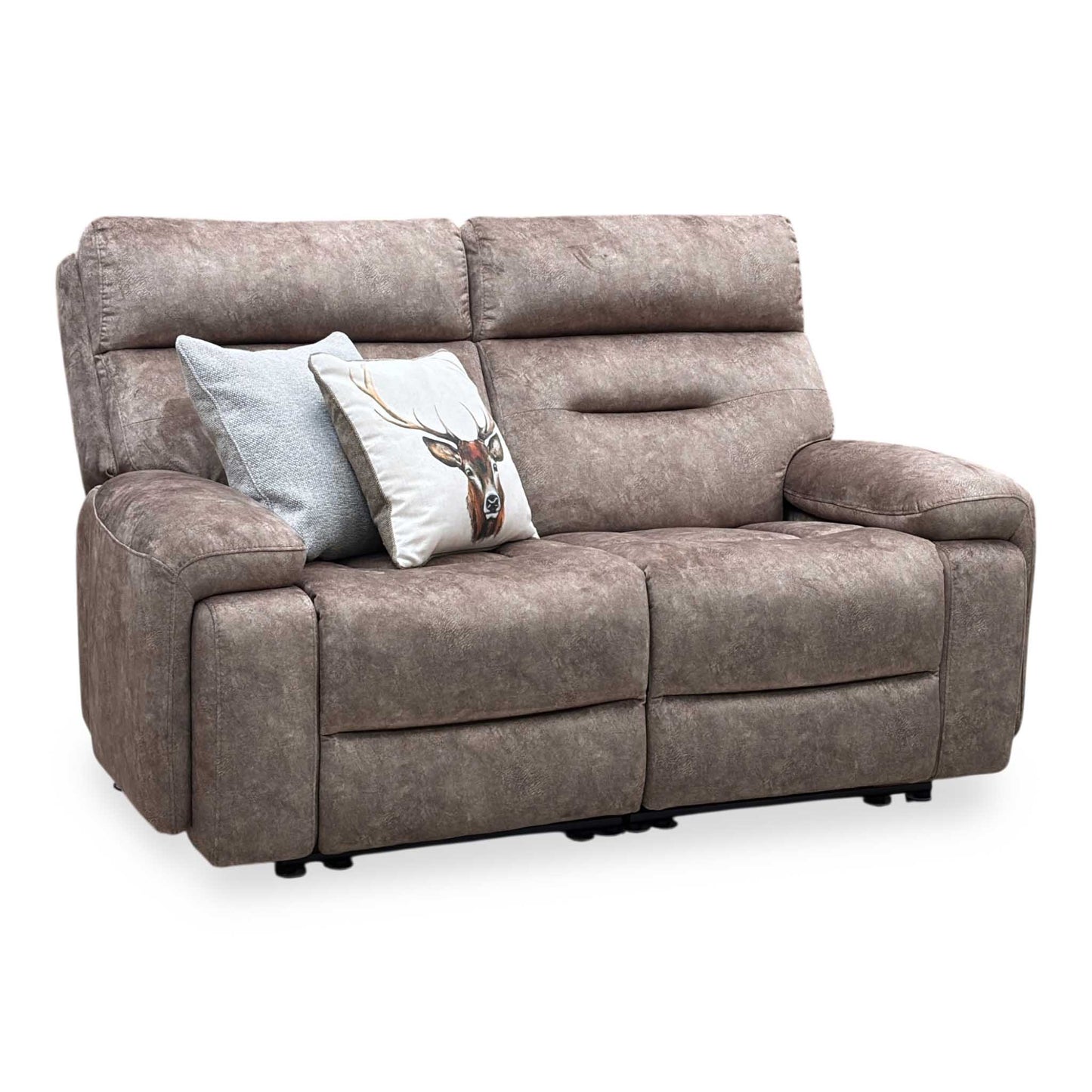 ‘Cinemax' Marble Classic Brown Be-0105 Fabric 2 Seater Media Arm Power Recliner Sofa with Power Headrests