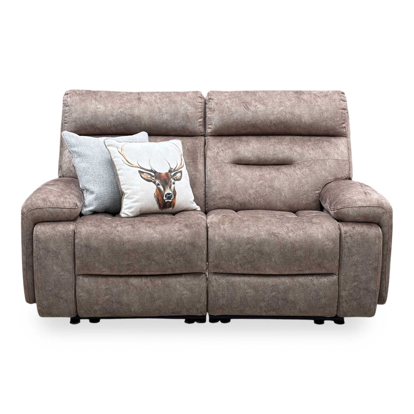 ‘Cinemax' Marble Classic Brown Be-0105 Fabric 2 Seater Media Arm Power Recliner Sofa with Power Headrests