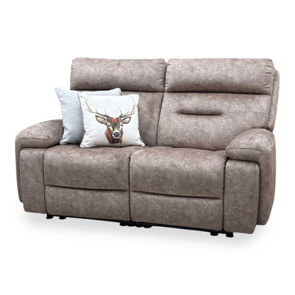 ‘Cinemax' Marble Classic Brown Be-0105 Fabric 2 Seater Media Arm Power Recliner Sofa with Power Headrests