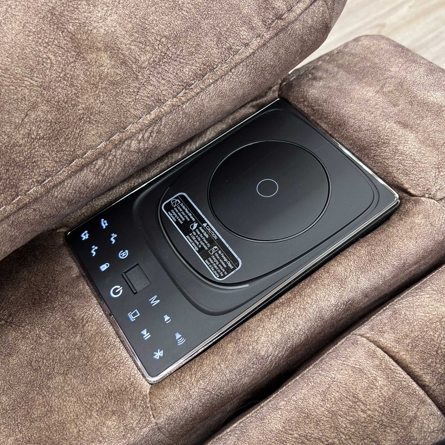 ‘Cinemax' Marble Classic Brown Be-0105 Fabric 2 Seater Media Arm Power Recliner Sofa with Power Headrests