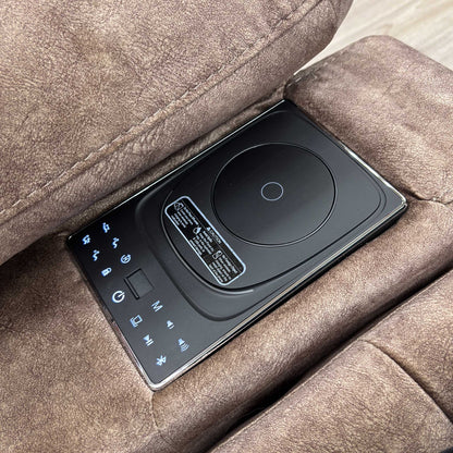 ‘Cinemax' Marble Classic Brown Be-0105 Fabric 2 Seater Media Arm Power Recliner Sofa with Power Headrests