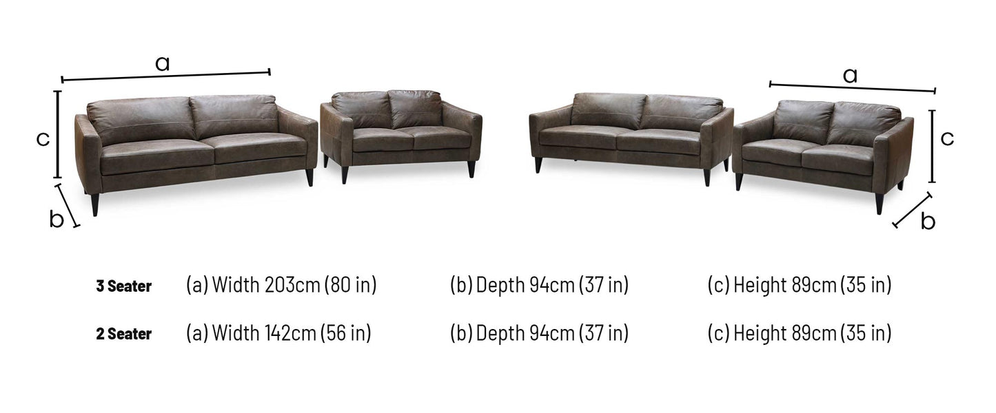 'Oslo' Chestnut Brown Italian Distressed Leather 3 + 2 Seater Sofa Set