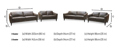 'Oslo' Chestnut Brown Italian Distressed Leather 3 + 2 Seater Sofa Set