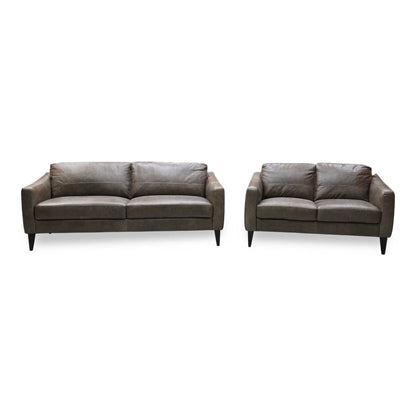'Oslo' Chestnut Brown Italian Distressed Leather 3 + 2 Seater Sofa Set