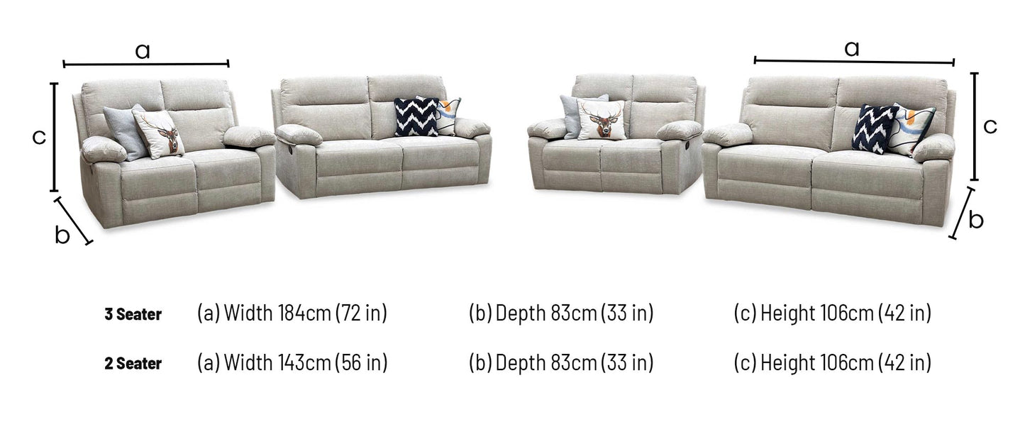 'Fenway' Beige Woven Fabric Manual Recliner 3 + 2 Seater Sofa Set