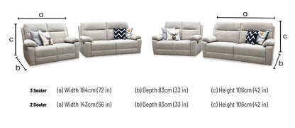'Fenway' Beige Woven Fabric Manual Recliner 3 + 2 Seater Sofa Set