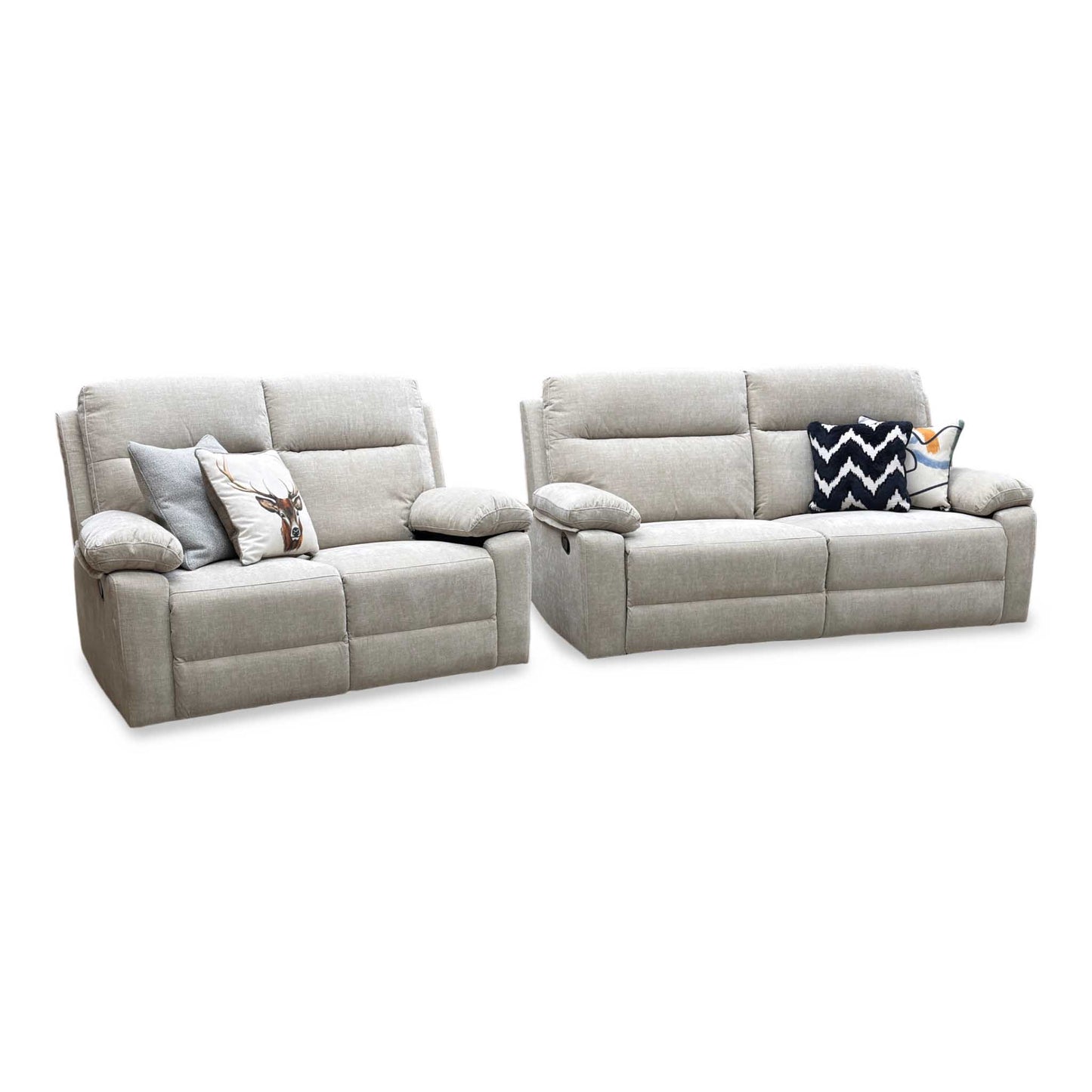 'Fenway' Beige Woven Fabric Manual Recliner 3 + 2 Seater Sofa Set