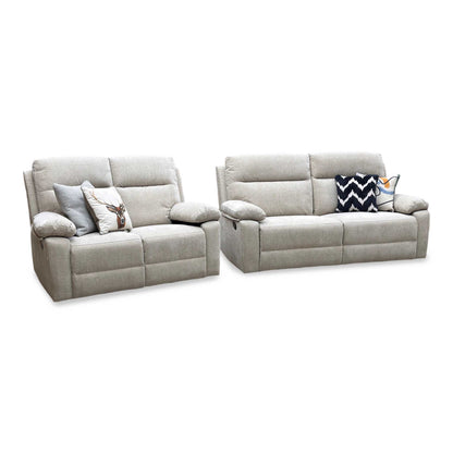 'Fenway' Beige Woven Fabric Manual Recliner 3 + 2 Seater Sofa Set