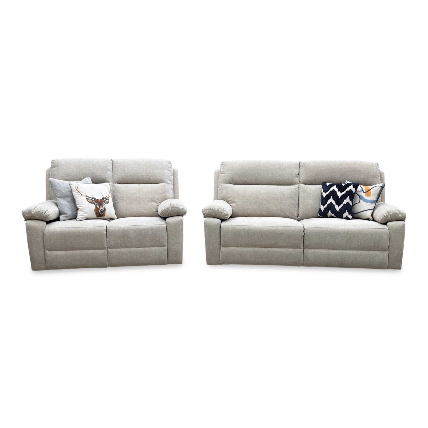 'Fenway' Beige Woven Fabric Manual Recliner 3 + 2 Seater Sofa Set