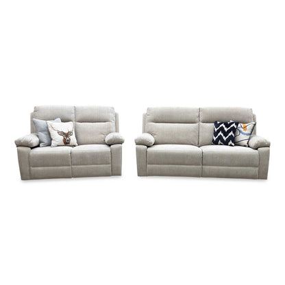 'Fenway' Beige Woven Fabric Manual Recliner 3 + 2 Seater Sofa Set
