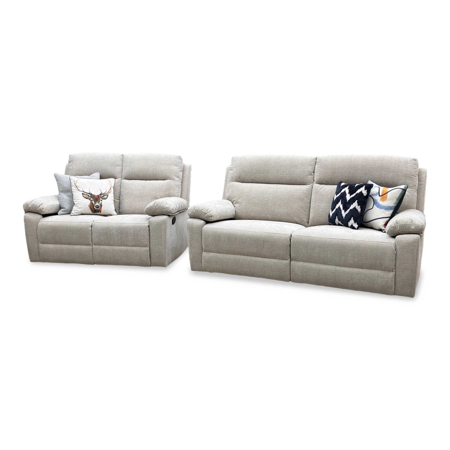 'Fenway' Beige Woven Fabric Manual Recliner 3 + 2 Seater Sofa Set