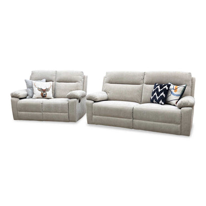 'Fenway' Beige Woven Fabric Manual Recliner 3 + 2 Seater Sofa Set