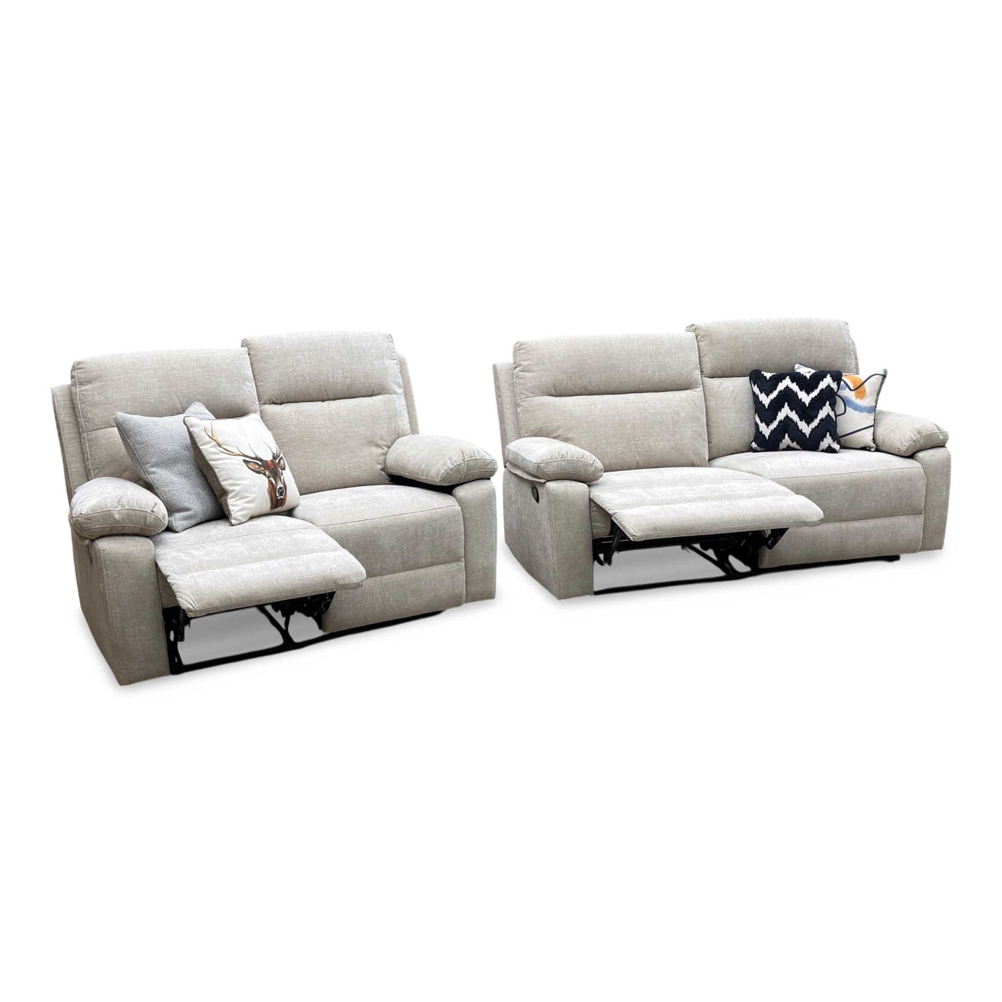 'Fenway' Beige Woven Fabric Manual Recliner 3 + 2 Seater Sofa Set