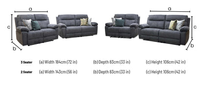 'Fenway' Charcoal Grey Woven Fabric Manual Recliner 3 + 2 Seater Sofa Set