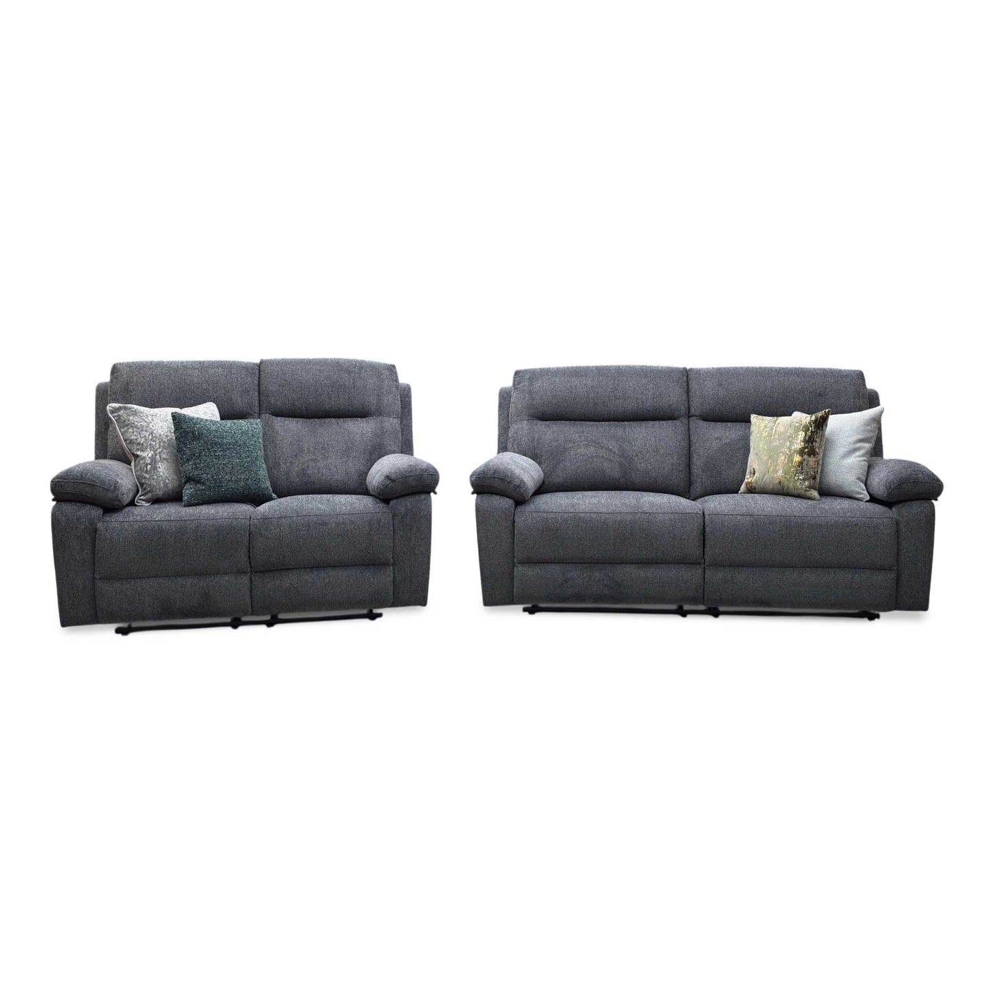 'Fenway' Charcoal Grey Woven Fabric Manual Recliner 3 + 2 Seater Sofa Set