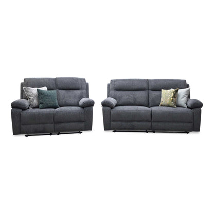 'Fenway' Charcoal Grey Woven Fabric Manual Recliner 3 + 2 Seater Sofa Set