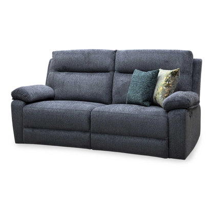 'Fenway' Charcoal Grey Woven Fabric Manual Recliner 3 Seater Sofa
