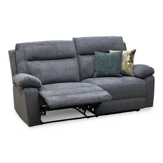 'Fenway' Charcoal Grey Woven Fabric Manual Recliner 3 Seater Sofa