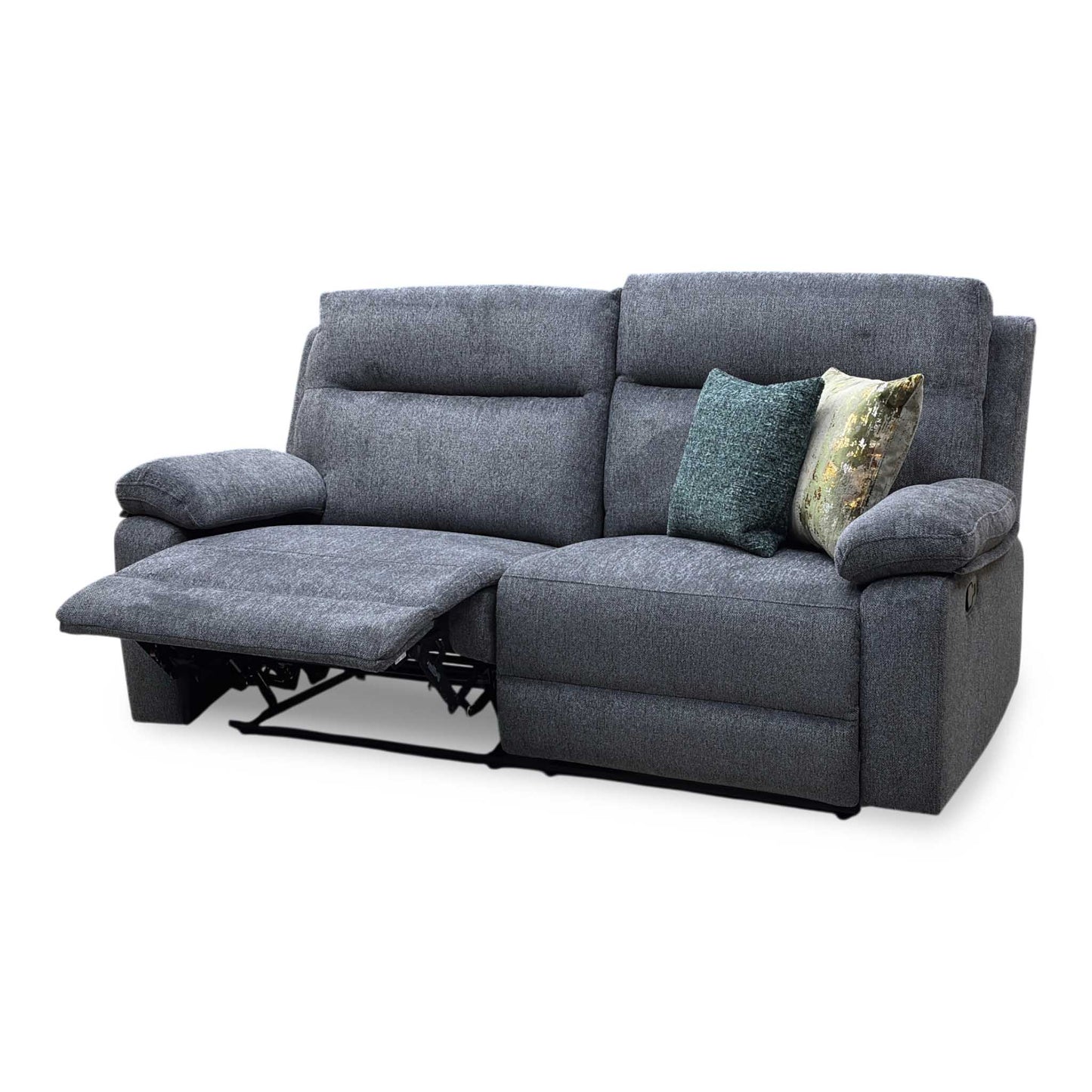 'Fenway' Charcoal Grey Woven Fabric Manual Recliner 3 Seater Sofa