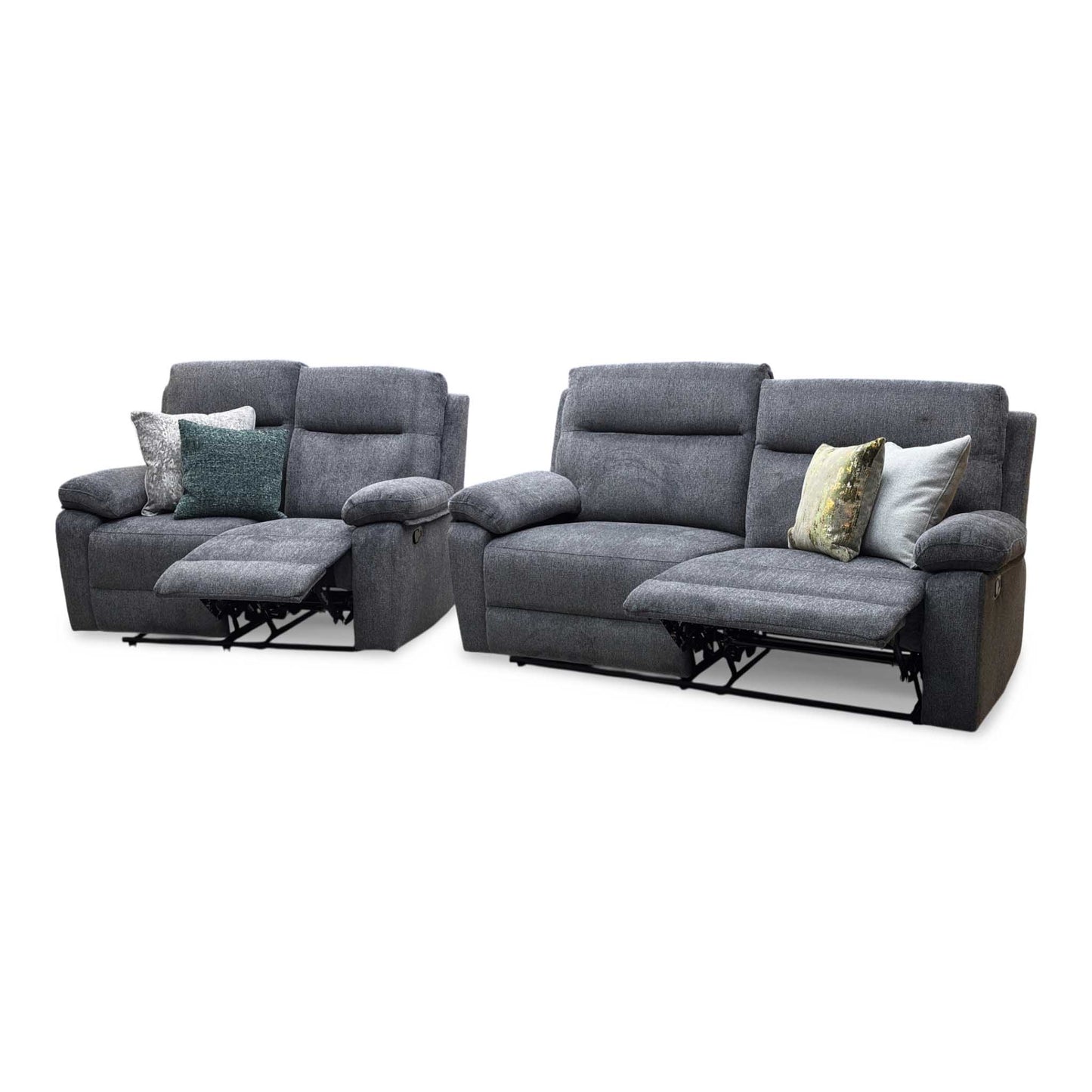 'Fenway' Charcoal Grey Woven Fabric Manual Recliner 3 + 2 Seater Sofa Set