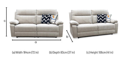 'Fenway' Beige Woven Fabric Manual Recliner 3 Seater Sofa