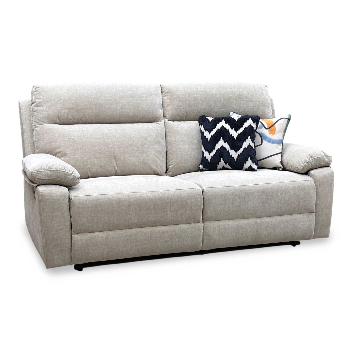 'Fenway' Beige Woven Fabric Manual Recliner 3 Seater Sofa