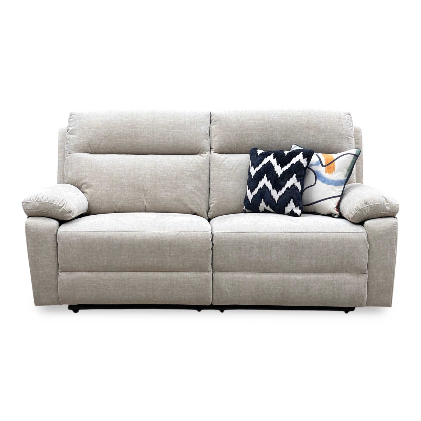'Fenway' Beige Woven Fabric Manual Recliner 3 Seater Sofa