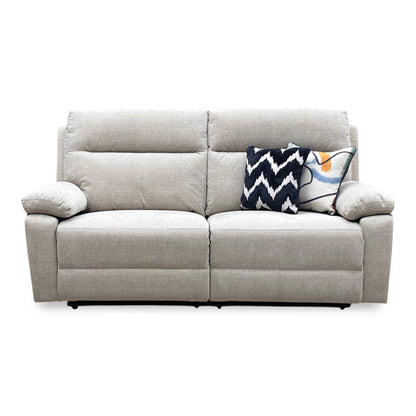 'Fenway' Beige Woven Fabric Manual Recliner 3 Seater Sofa