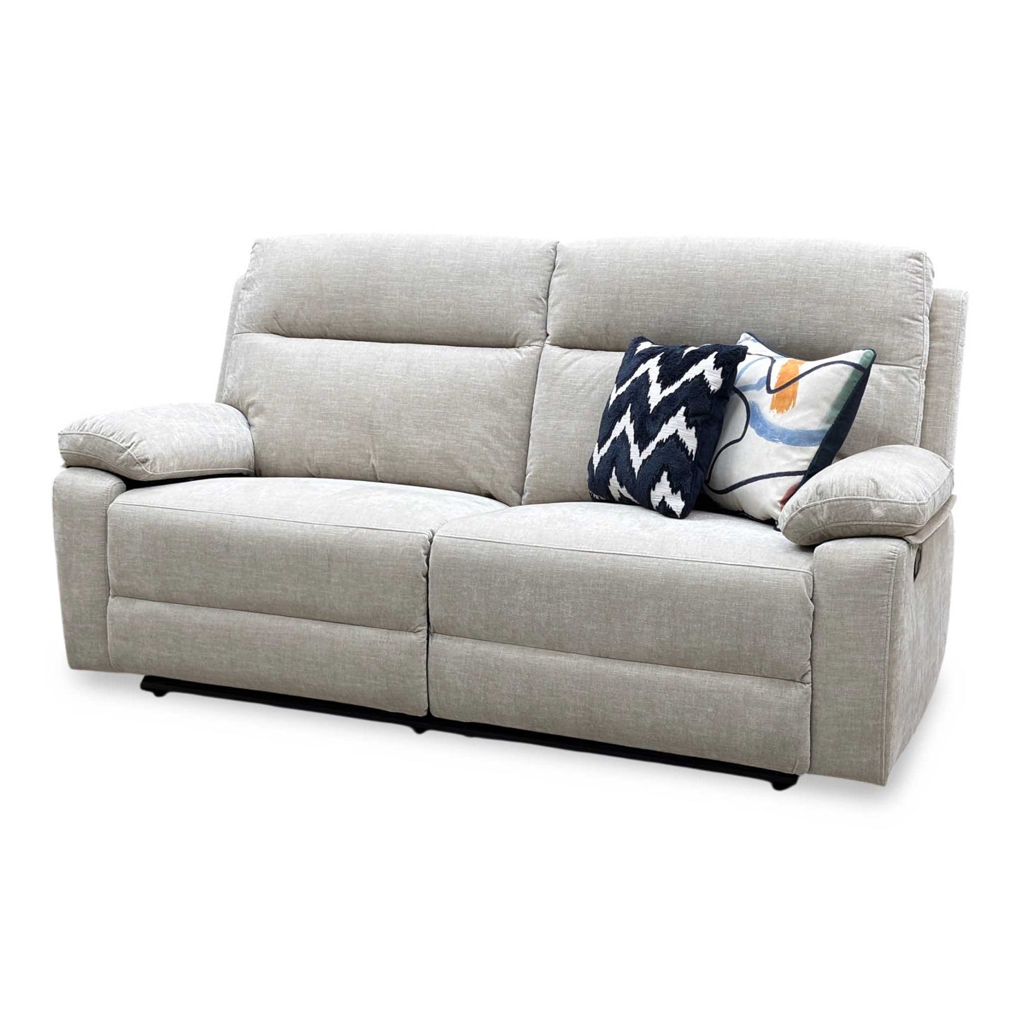 'Fenway' Beige Woven Fabric Manual Recliner 3 Seater Sofa