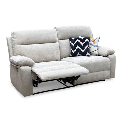 'Fenway' Beige Woven Fabric Manual Recliner 3 Seater Sofa