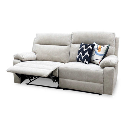 'Fenway' Beige Woven Fabric Manual Recliner 3 Seater Sofa