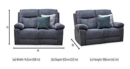 'Fenway' Charcoal Grey Woven Fabric Manual Recliner 2 Seater Sofa