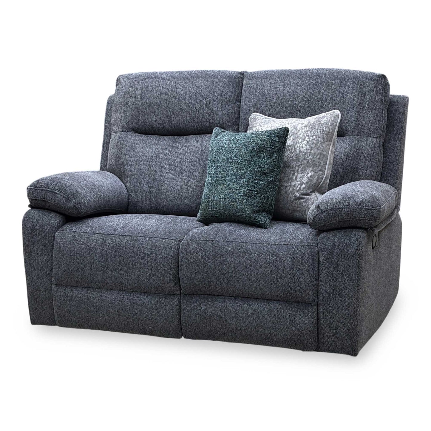 'Fenway' Charcoal Grey Woven Fabric Manual Recliner 2 Seater Sofa