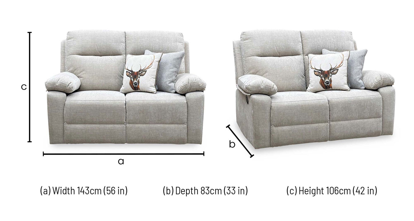 'Fenway' Beige Woven Fabric Manual Recliner 2 Seater Sofa