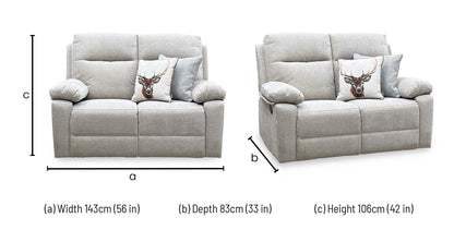 'Fenway' Beige Woven Fabric Manual Recliner 2 Seater Sofa