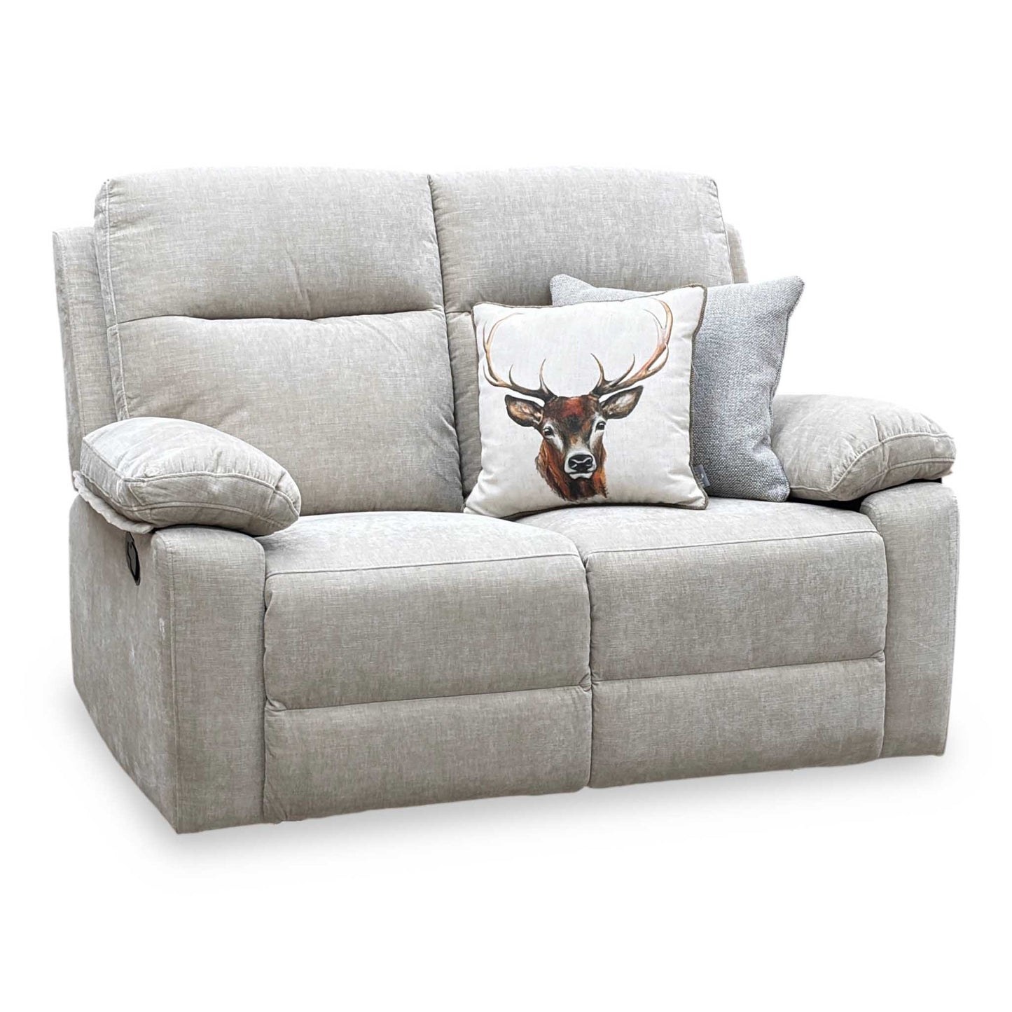 'Fenway' Beige Woven Fabric Manual Recliner 2 Seater Sofa